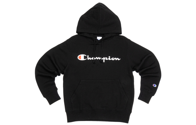 Champion Script Logo Printed Pullover Hoodie Japan Edition Unisex Black C3-Q102-M201