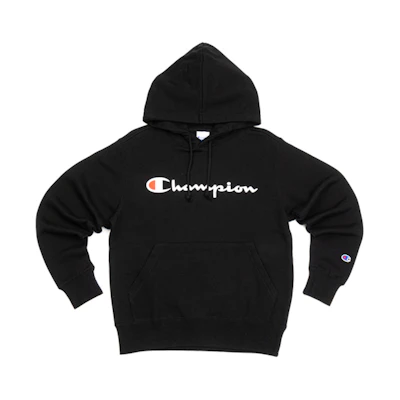 Champion Script Logo Printed Pullover Hoodie Japan Edition Unisex Black C3-Q102-M201