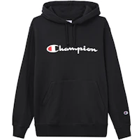 Champion Script Logo Pullover Fleece Hoodie Japan Winter Couple Style Black C3-L122BLACK Champion Script Logo Pullover Fleece Hoodie Japan Winter Couple Style Black C3-L122BLACK