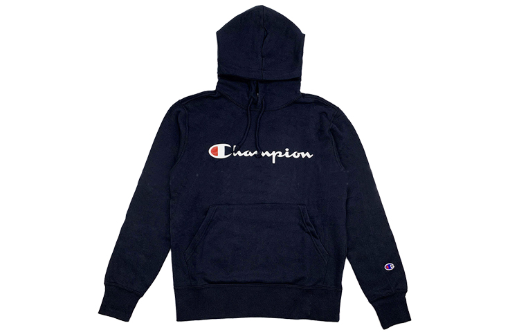 Champion Script Logo Pullover Fleece Hoodie Navy Japan Winter Unisex C3-L122NAVY