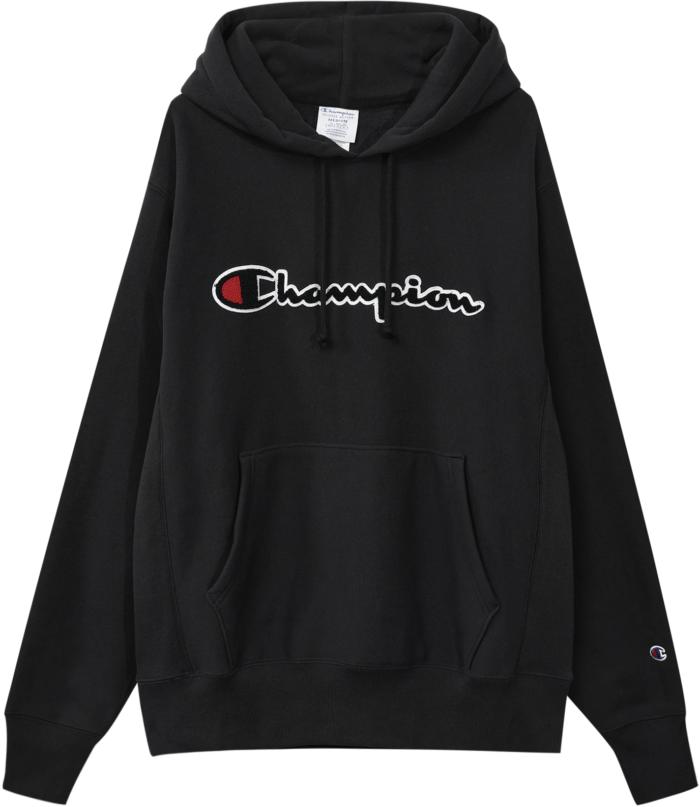 champion-script-logo-pullover-hoodie-fleece-black-unisex-us-version-gf-68-y07470-02
