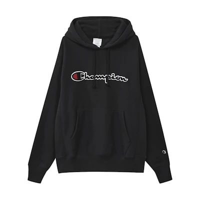 Champion Script Logo Pullover Hoodie Fleece Black (Unisex, US Version) GF68Y07470-02