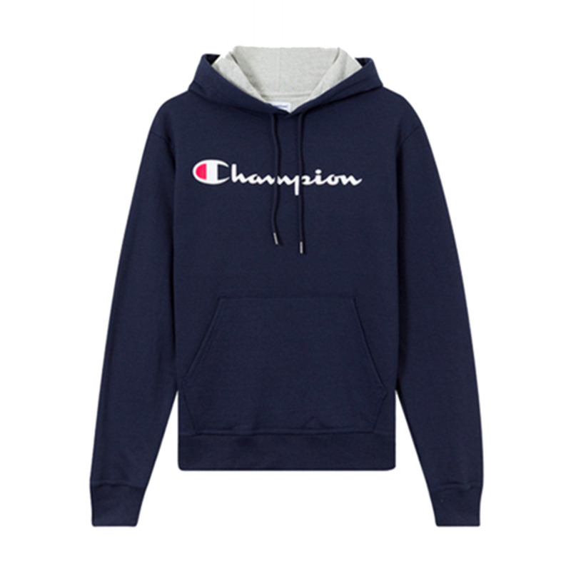 Champion Script Logo Pullover Hoodie Navy Unisex Couple Style (US Version) GF89H-Y06794-NYC