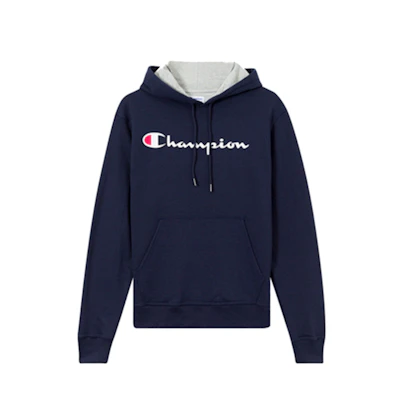 Champion Script Logo Pullover Hoodie Navy Unisex Couple Style (US Version) GF89H-Y06794-NYC
