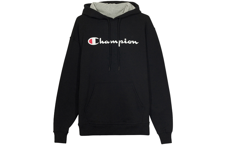 Champion Script Logo Pullover Hoodie Unisex Casual Loose Fit Fleece Sweatshirt GF89H-Y06794-BKC