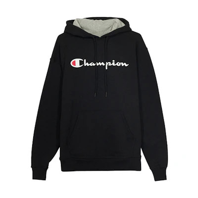 Champion Script Logo Pullover Hoodie Unisex Casual Loose Fit Fleece Sweatshirt GF89H-Y06794-BKC