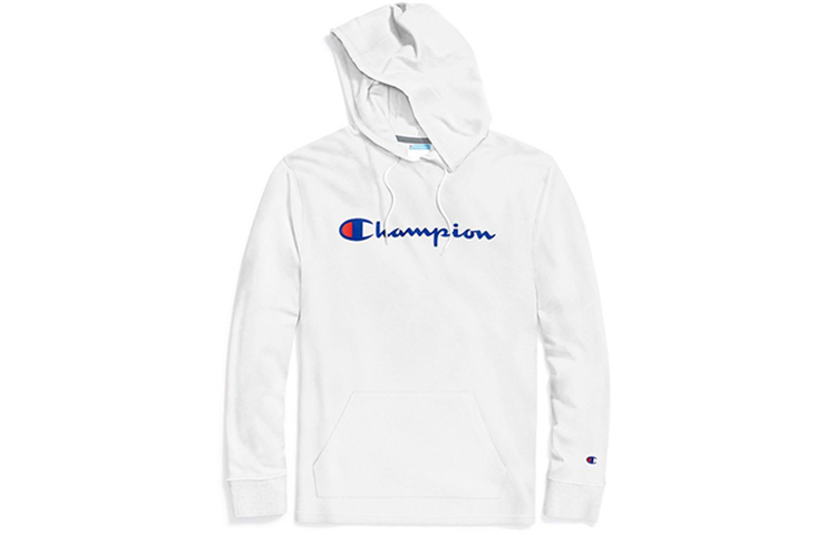 Champion Script Logo Pullover Hoodie White (Unisex, Lightweight, US Version) T4177-045