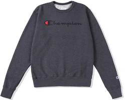 Champion Script Logo Pullover Sweatshirt Unisex Couple Style Dark Gray GF88H-Y06794-00C Champion Script Logo Pullover Sweatshirt Unisex Couple Style Dark Gray GF88H-Y06794-00C