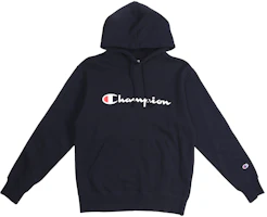 Champion Script Logo Pullover Sweatshirt Unisex Japan Edition - Navy Blue C3-J117-370 Champion Script Logo Pullover Sweatshirt Unisex Japan Edition - Navy Blue C3-J117-370