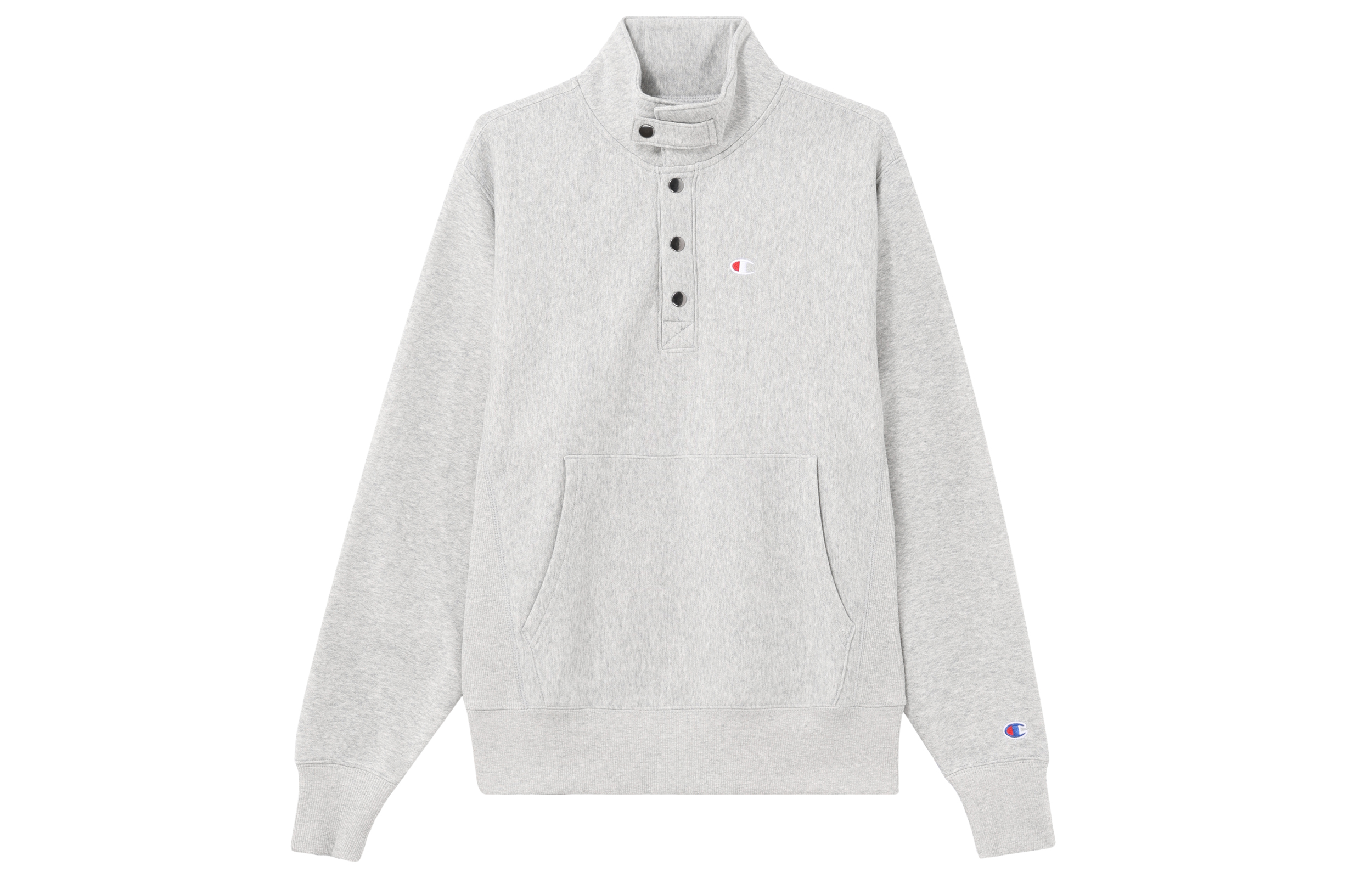 Champion Small C-Logo Snap-button High-neck Fleece Sweatshirt Light Gray Unisex UM-SSW12-M302