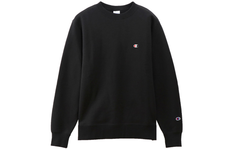 Champion Small C Logo Crewneck Pullover Fleece Sweatshirt Japan Unisex Black C3-Q006-M201