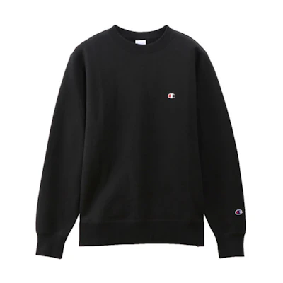 Champion Small C Logo Crewneck Pullover Fleece Sweatshirt Japan Unisex Black C3-Q006-M201