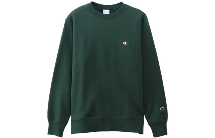 Champion Small C Logo Fleece Sweatshirt Green Winter Unisex Japan Edition C3-Q006-M803