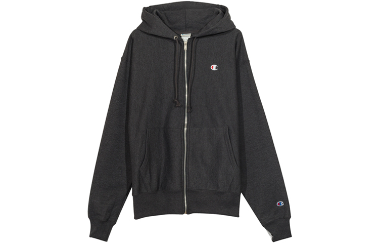 Champion Small Logo Fleece Zipper Hoodie Men’s US Version - Charcoal Gray GF69-Y06145-0OC