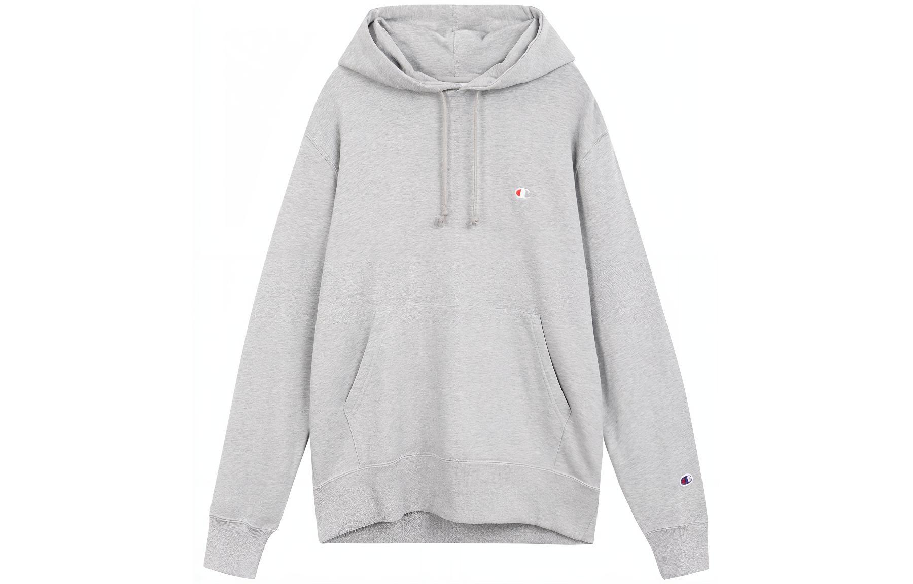 Champion Small Logo Hoodie Japan Edition Unisex Pullover in Light Grey C3-C118-070