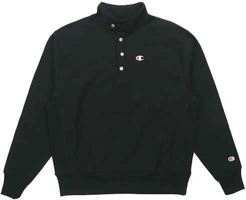 Champion Small Logo Snap Button Mid-High Collar Fleece Sweatshirt Unisex Black UM-SSW12-M201 Buy Champion Small Logo Snap Button Mid-High Collar Fleece Sweatshirt Unisex Black UM-SSW12-M201
