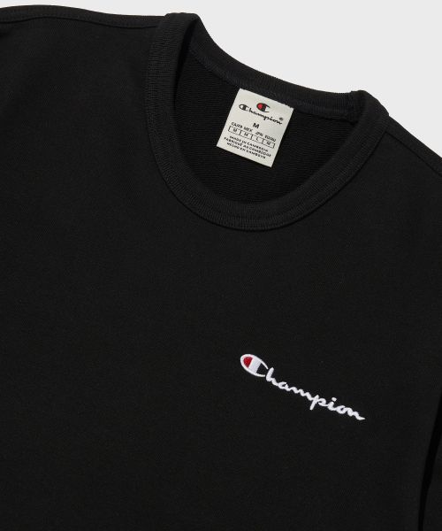 Shop Champion 小型草寫 Logo 圓領大學T 黑色 CKTS5ES44BK
