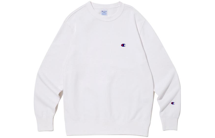 Champion Solid Color Crewneck Long Sleeve Sweatshirt White CKTS3F302WT