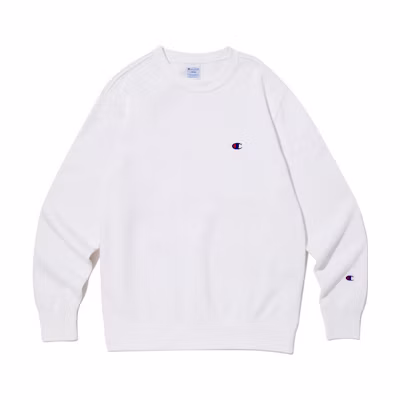 Champion Solid Color Crewneck Long Sleeve Sweatshirt White CKTS3F302WT