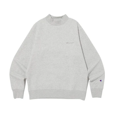 Champion Solid Color Half-Turtleneck Pullover Sweatshirt - Gray CKTS3F405G1