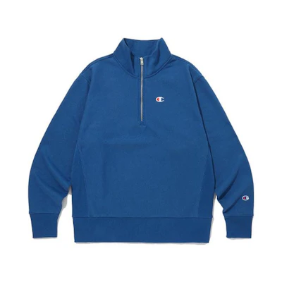 Champion Solid Color Half-Zip Fleece Pullover Sweatshirt Blue CKTS3F308B2