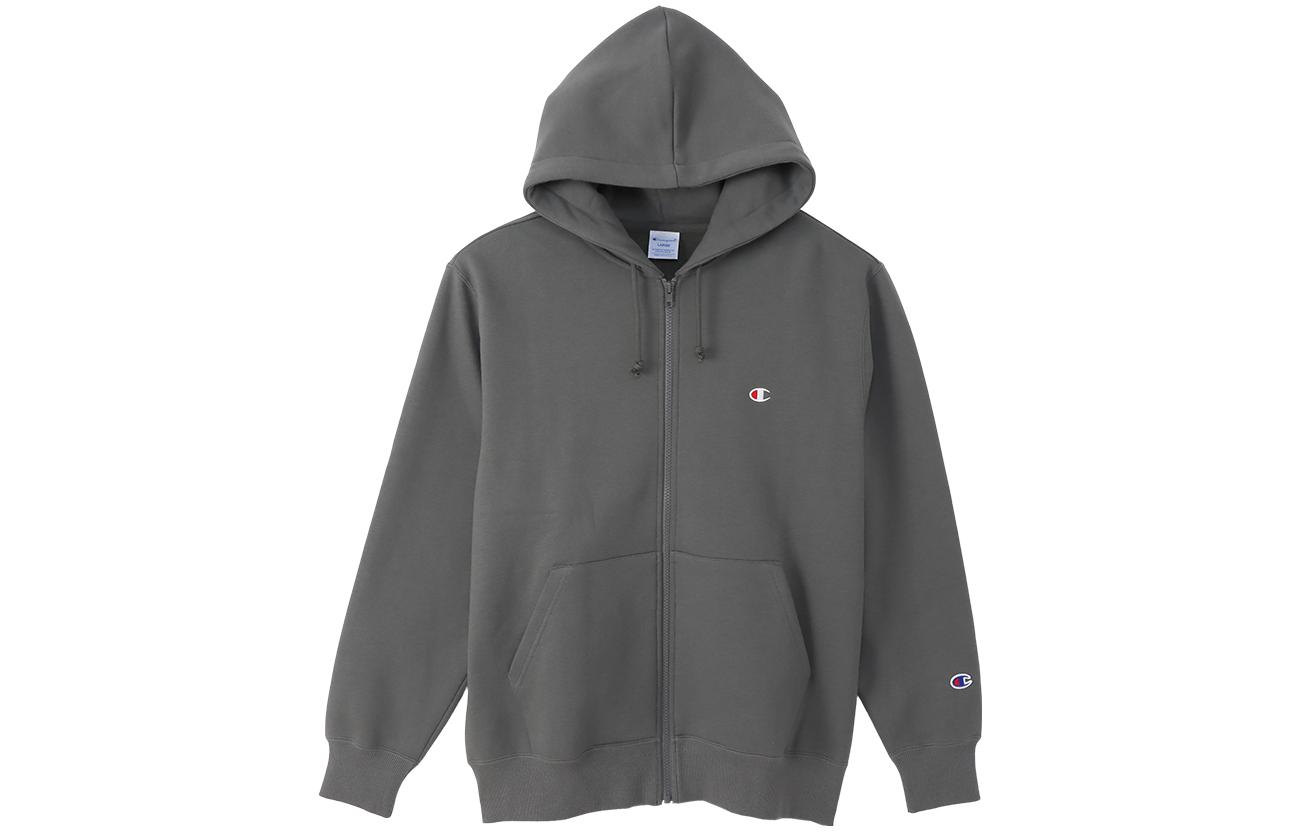 Champion Solid Color Zip-Up Embroidered Logo Long-Sleeve Sweatshirt Men C3-W106