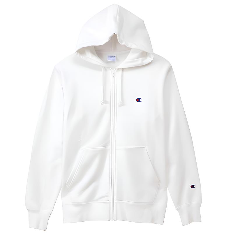 Champion Solid Small C Zip Hoodie Japan Edition White Unisex C3-Q103-M101