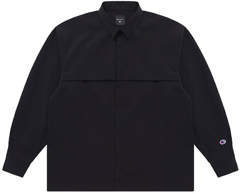 Champion SS22 黑色版寬鬆休閒純色長袖襯衫 男女款 日本版式。 C3-V416 1