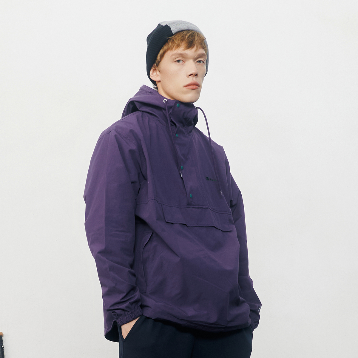 Details for Champion SS22 Campus Embroidered Script Logo Windproof Pullover Jacket Unisex Japan C3-V601