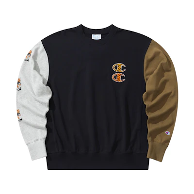 Champion SS22 Tiger Print Sweatshirt with Contrasting Sleeves Unisex US Edition UM-VSW07
