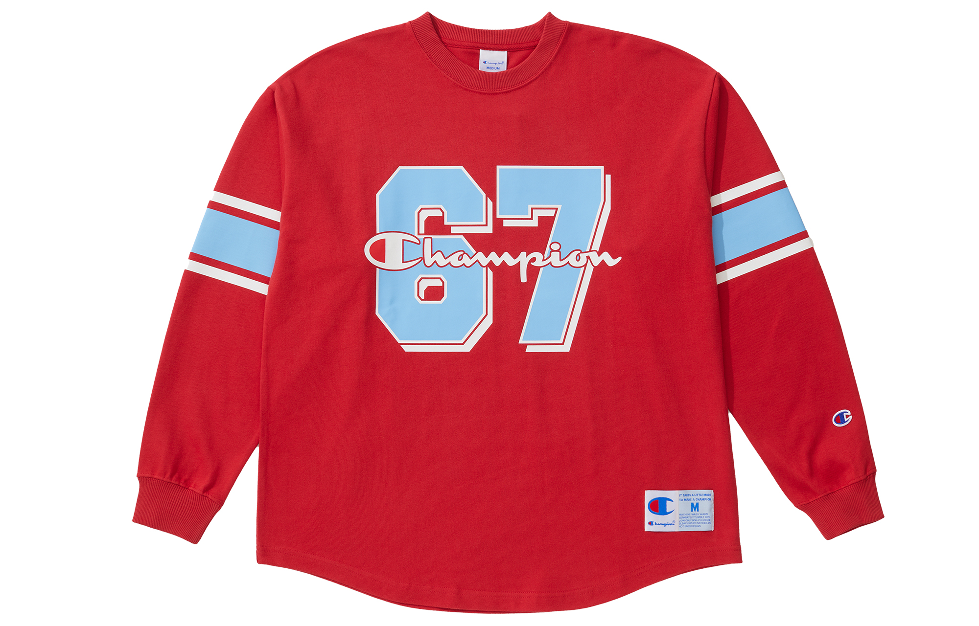 Champion SS22 US Life Script Logo Striped Pullover Sweatshirt Unisex Japan Edition C3-V413