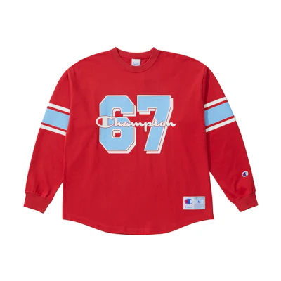 Champion SS22 US Life Script Logo Striped Pullover Sweatshirt Unisex Japan Edition C3-V413