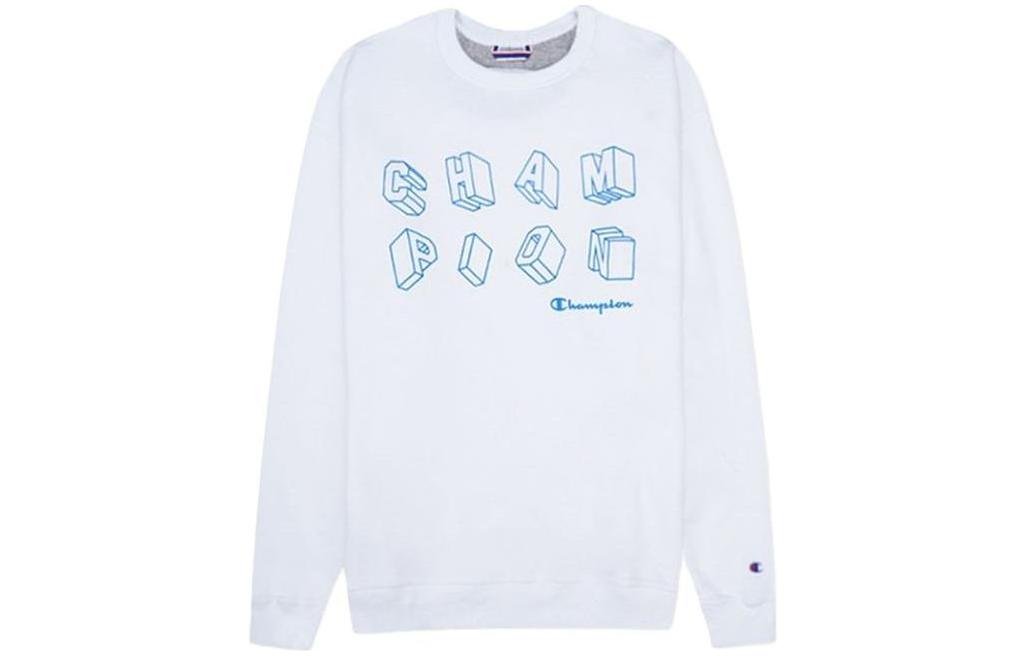 Champion SS23 Casual Crewneck Printed Long Sleeve Sweatshirt - White GF88H-586580-WHC