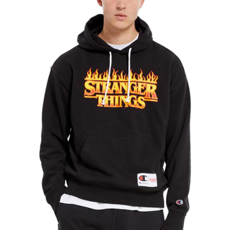 Champion SS23 Flame Graphic Pullover Sweatshirt Unisex Black 217780