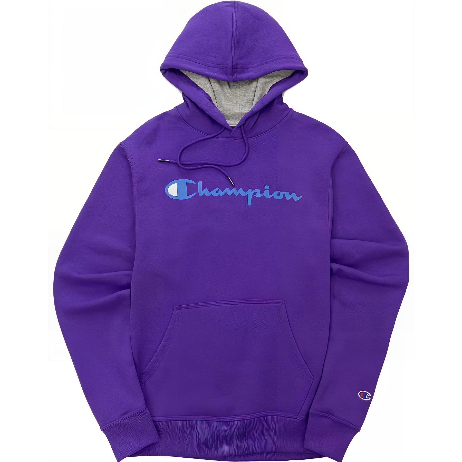 Champion SS23 Logo Embroidered Fleece Hoodie Unisex Purple GF89H-Y07718-IVC