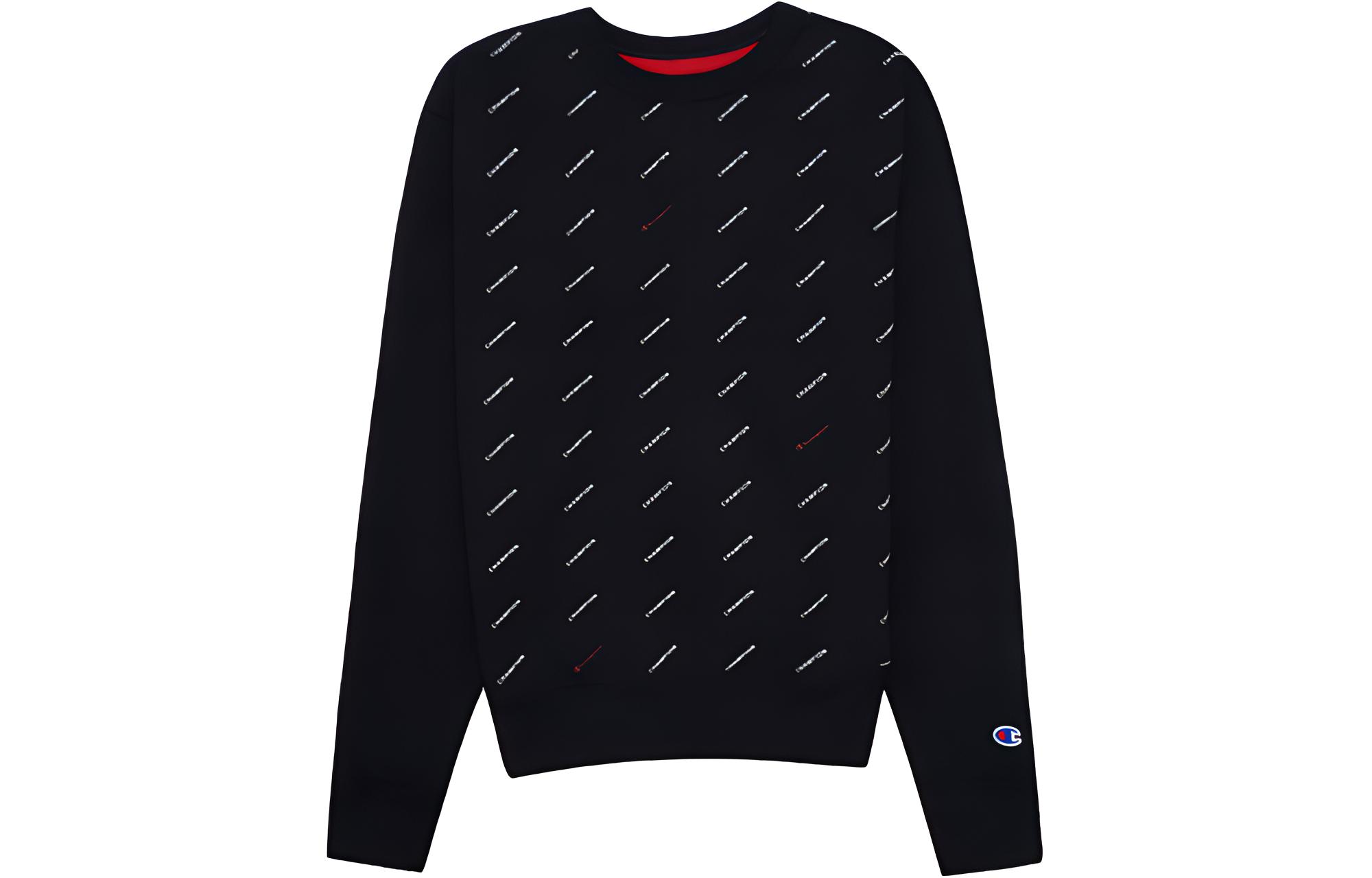 Champion SS23 Printed Logo Crewneck Long Sleeve Sweatshirt Black () S6447P-A3BF