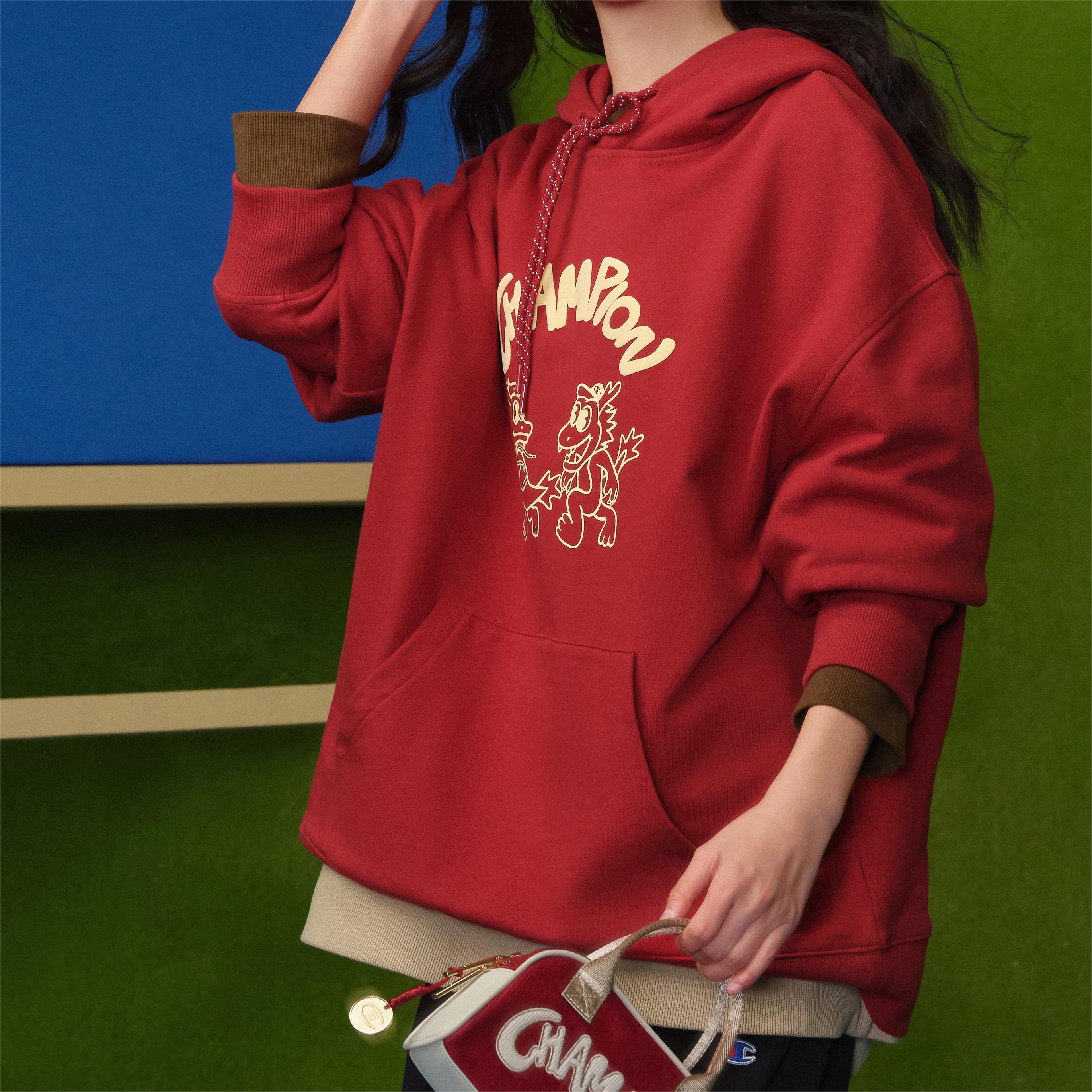 Details for Champion SS24 Dragon Series Script Logo Pullover Hoodie Unisex US Version U4ASWUU45