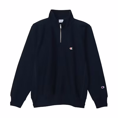 Champion SS24 Embroidered Logo Half-Zip Navy Blue Pullover for Men C3-Z005-370