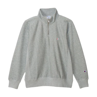 Champion SS24 Embroidered Logo Half-Zip Stand Collar Sweatshirt Oxford Grey Men C3-Z005-070