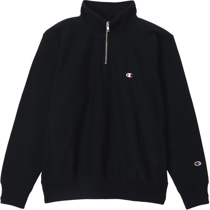Champion SS24 Embroidered Logo Half-Zip Unisex Sweatshirt Midnight Black C3-Z005-09A