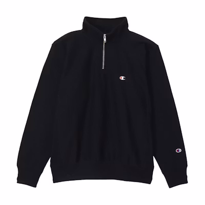 Champion SS24 Embroidered Logo Half-Zip Unisex Sweatshirt Midnight Black C3-Z005-09A