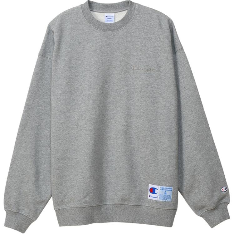 Champion SS24 Embroidered Logo Loose Fit Crewneck Sweatshirt Unisex - Oxford Gray C3-Z001-070