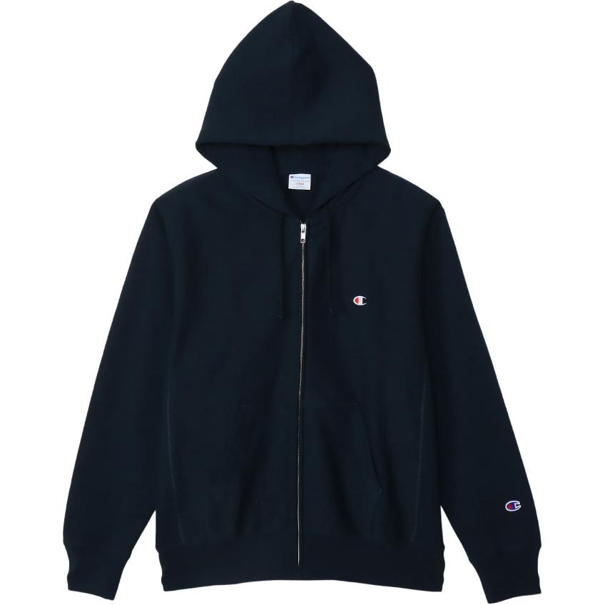Champion SS24 Embroidered Logo Navy Blue Hoodie Zip-Up Unisex Soft & Comfortable C3-Z102-370