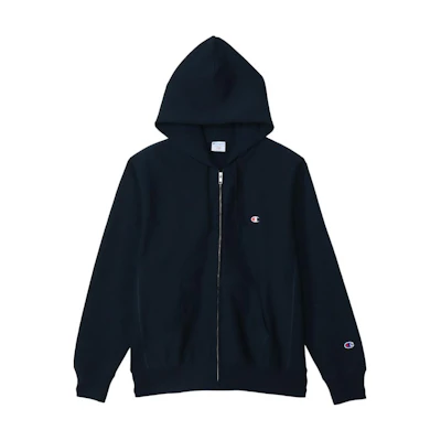 Champion SS24 Embroidered Logo Navy Blue Hoodie Zip-Up Unisex Soft & Comfortable C3-Z102-370