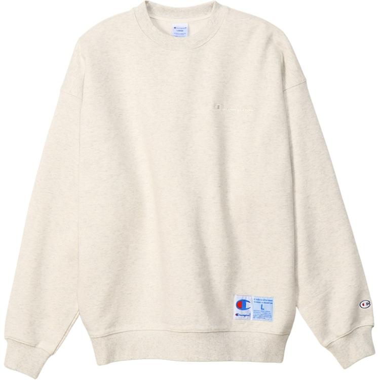 Champion SS24 Embroidered Logo Oversized Oatmeal Unisex Crewneck Sweatshirt C3-Z001-810