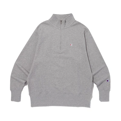 Champion SS24 Half-Zip Sweatshirt Unisex Gray Long Sleeve with Ribbed Cuffs CKTS4E305G2