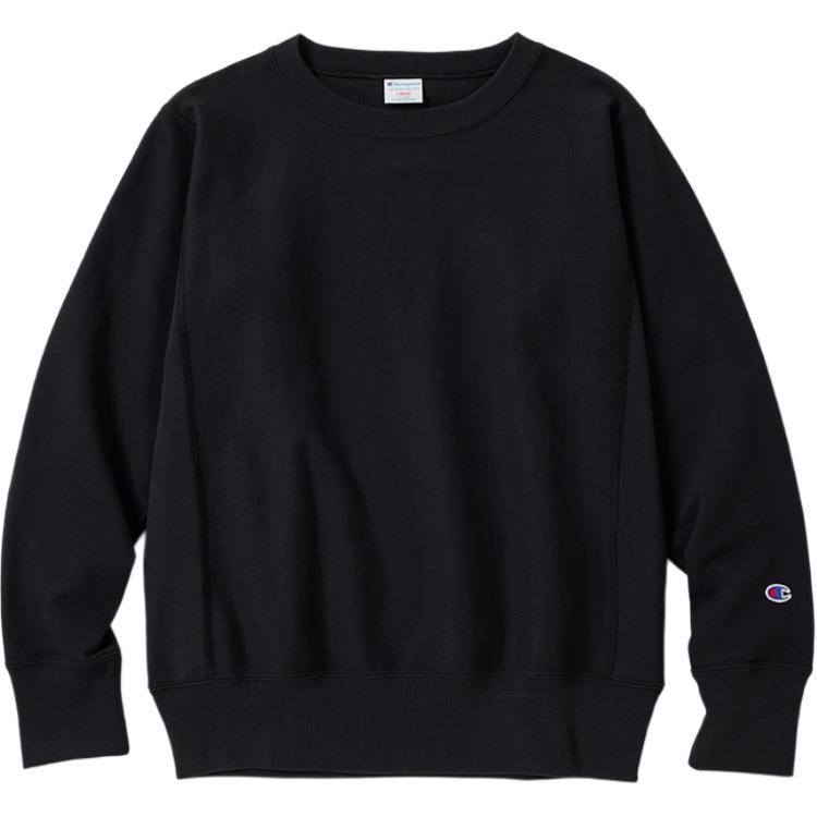 Champion SS24 Logo Crewneck Long-Sleeve Sweatshirt Unisex Black Comfortable Fit C8-Z001-090