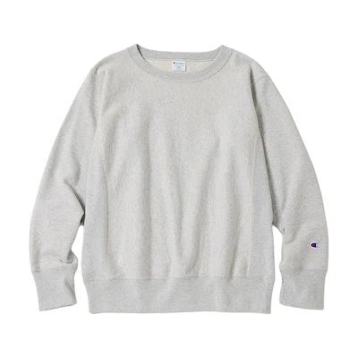 Champion SS24 Logo Crewneck Soft Long Sleeve Sweatshirt Unisex Light Grey C8-Z001-030