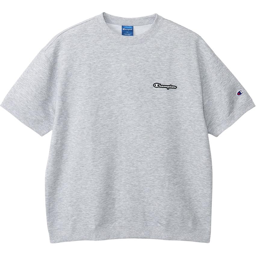 Champion SS24 Logo Patch Crewneck Quick-Dry Loose T-Shirt Men Oxford Gray C3-ZS001-070