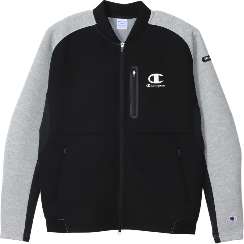 Champion SS24 Logo Zip Baseball Collar Raglan Jacket Oxford Gray Unisex C3-ZG603-070